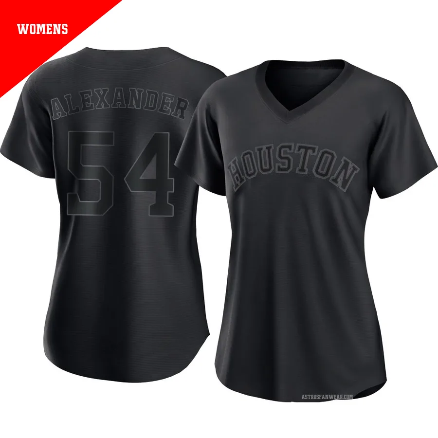 Houston Astros ＃54 Jason Alexander Women's Black Authentic Pitch Fashion Jersey