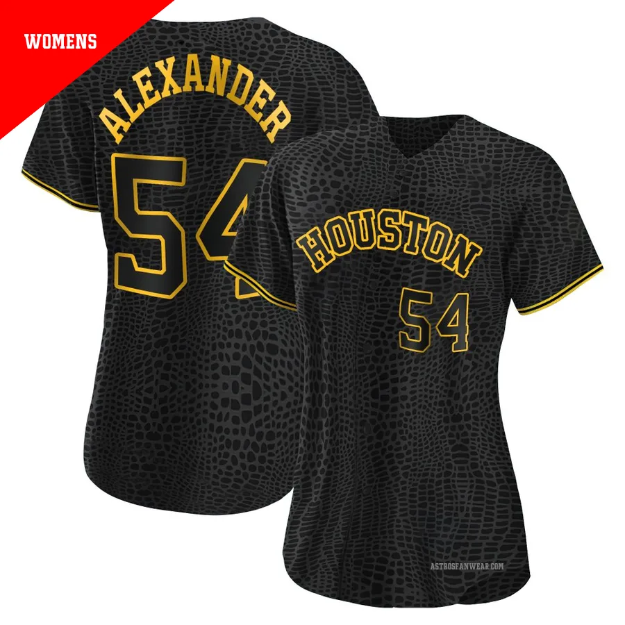 Houston Astros ＃54 Jason Alexander Women's Black Authentic Snake Skin City Jersey