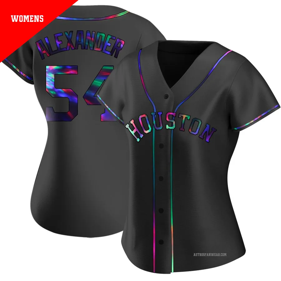 Houston Astros ＃54 Jason Alexander Women's Black Replica Holographic Alternate Jersey