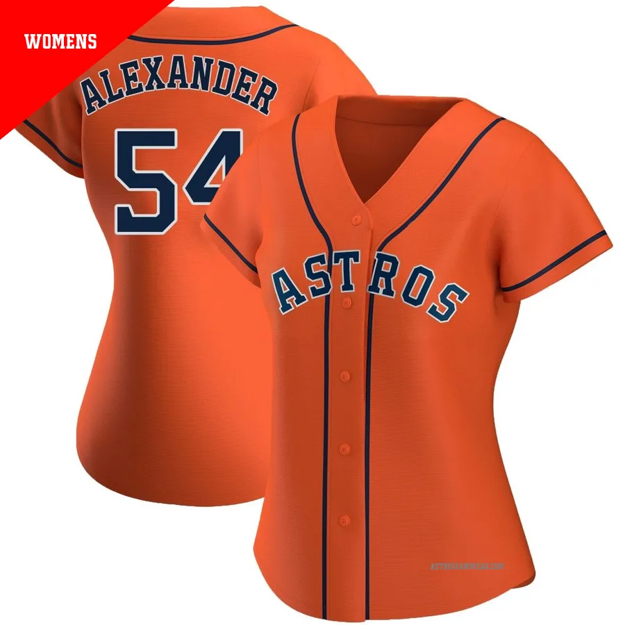 Houston Astros ＃54 Jason Alexander Women's Orange Authentic Alternate Jersey