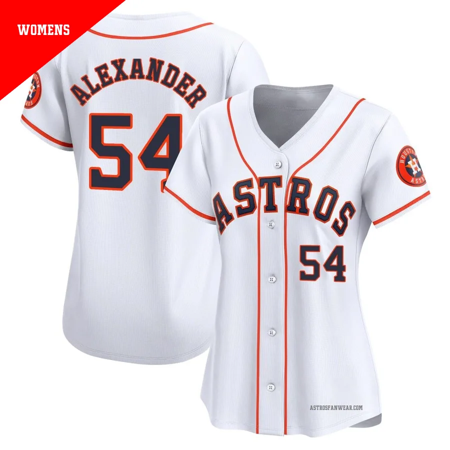 Houston Astros ＃54 Jason Alexander Women's White Limited Home Jersey