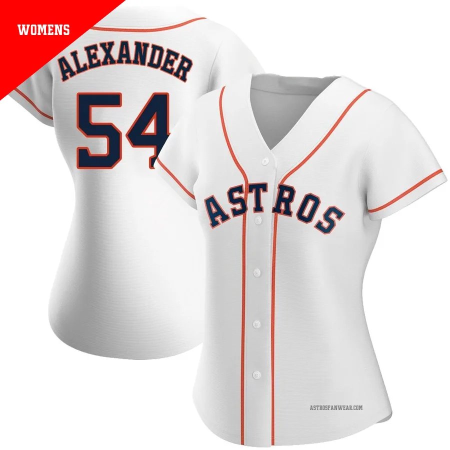 Houston Astros ＃54 Jason Alexander Women's White Replica Home Jersey