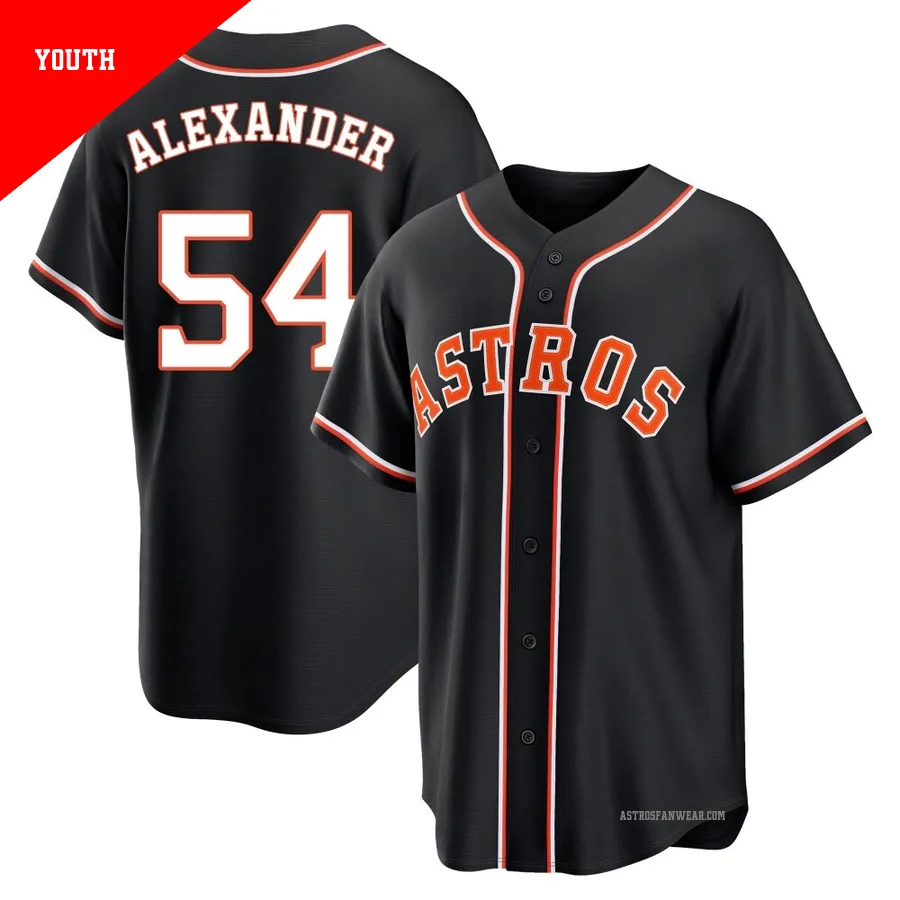 Houston Astros ＃54 Jason Alexander Youth Black Replica Fashion Out Jersey