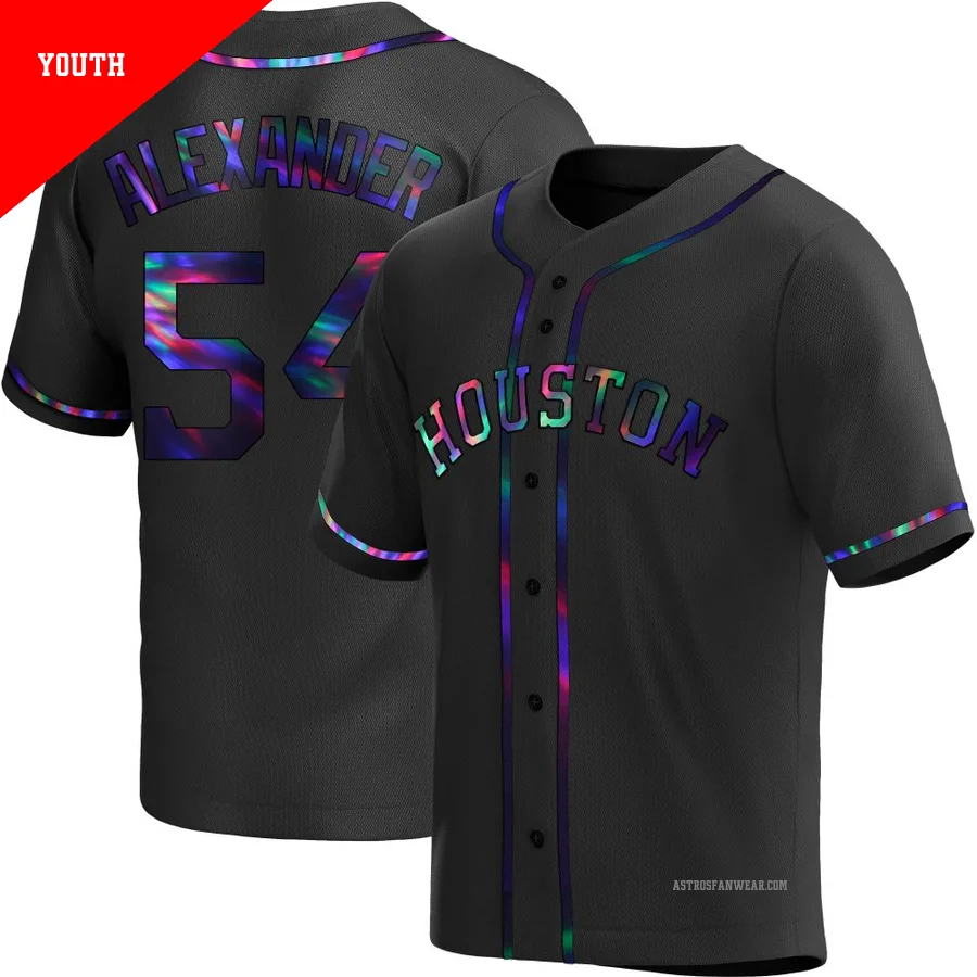 Houston Astros ＃54 Jason Alexander Youth Black Replica Holographic Alternate Jersey
