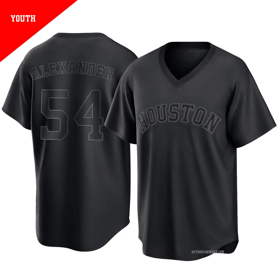 Houston Astros ＃54 Jason Alexander Youth Black Replica Pitch Fashion Jersey