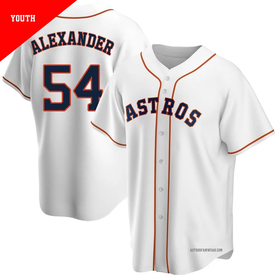 Houston Astros ＃54 Jason Alexander Youth White Replica Home Jersey