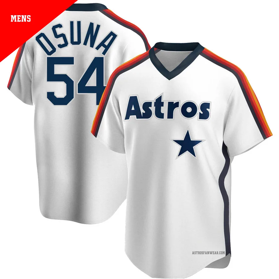 Houston Astros ＃54 Roberto Osuna Men's White Replica Home Cooperstown Collection Team Jersey