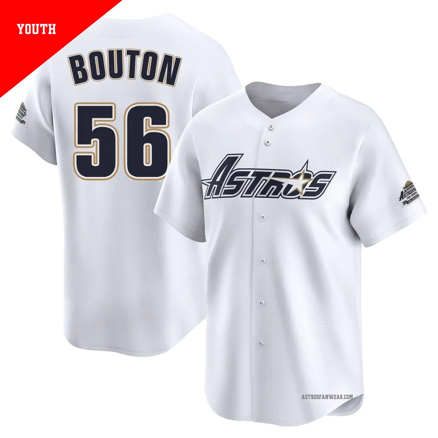 Houston Astros ＃56 Jim Bouton Youth White Limited Throwback Cooperstown Collection Jersey