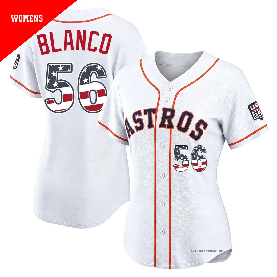 Houston Astros ＃56 Ronel Blanco Women's White Limited USA 250 Fourth Of July Home Stadium Jersey