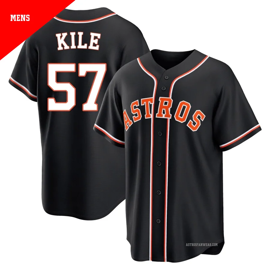 Houston Astros ＃57 Darryl Kile Men's Black Replica Fashion Out Jersey