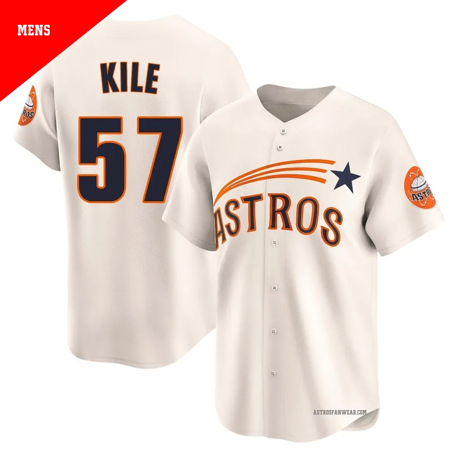 Houston Astros ＃57 Darryl Kile Men's Cream Limited Throwback Cooperstown Collection Jersey
