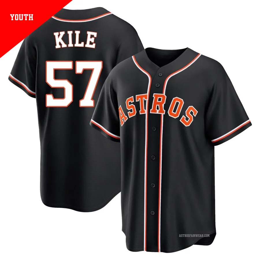 Houston Astros ＃57 Darryl Kile Youth Black Replica Fashion Out Jersey