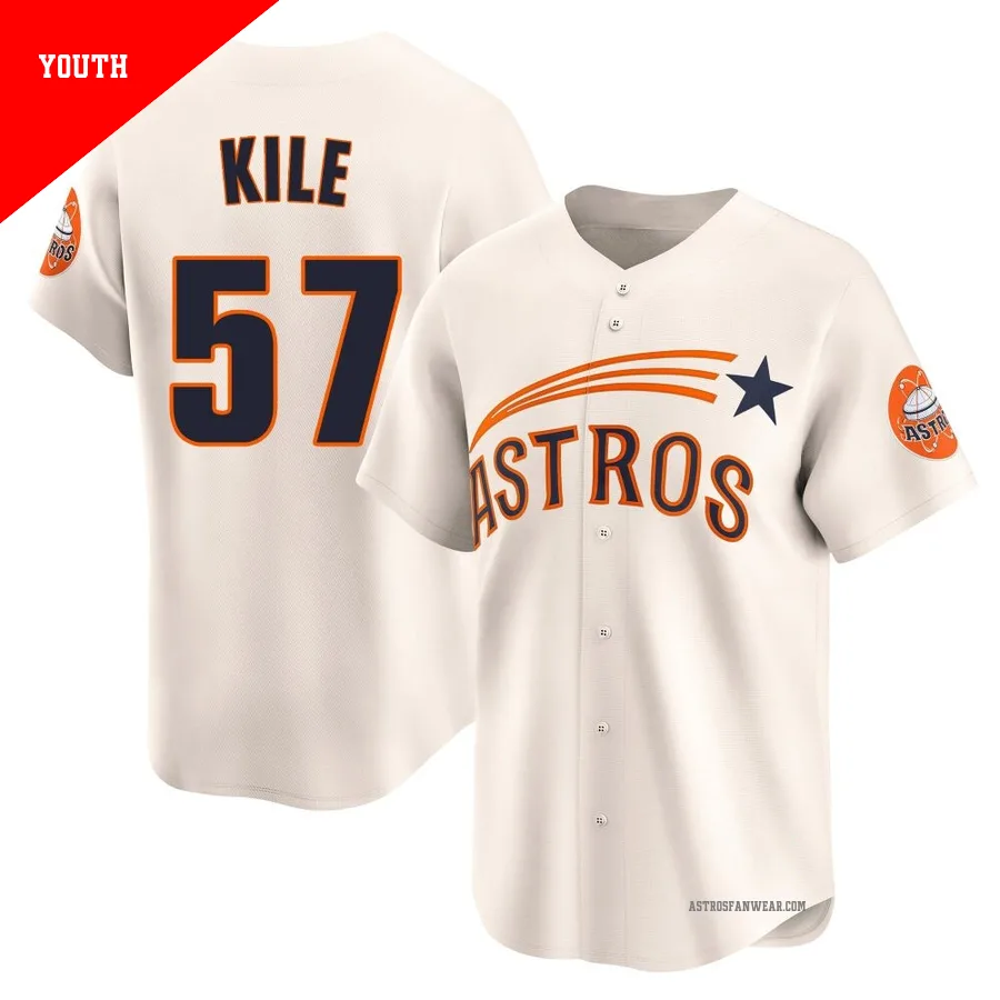 Houston Astros ＃57 Darryl Kile Youth Cream Limited Throwback Cooperstown Collection Jersey