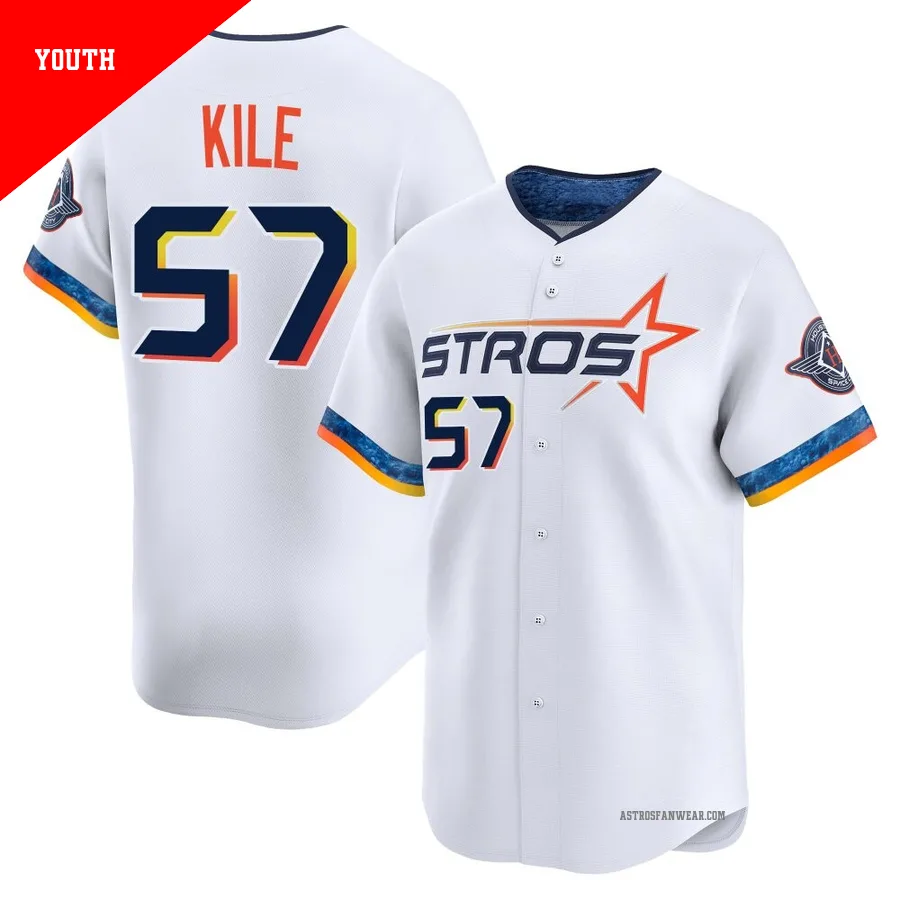 Houston Astros ＃57 Darryl Kile Youth White Limited 2025 City Connect Jersey