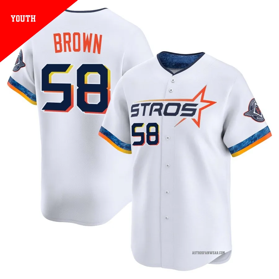 Houston Astros ＃58 Hunter Brown Youth White Limited 2025 City Connect Jersey