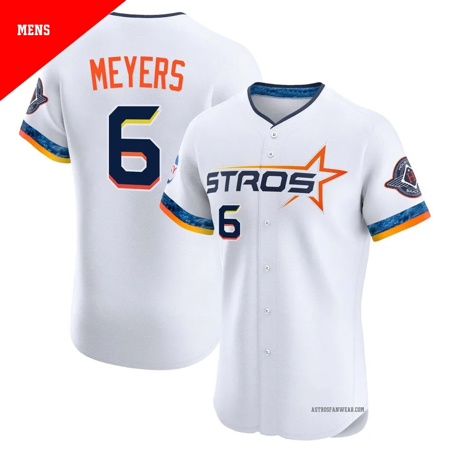 Houston Astros ＃6 Jake Meyers Men's White Elite 2025 City Connect Jersey