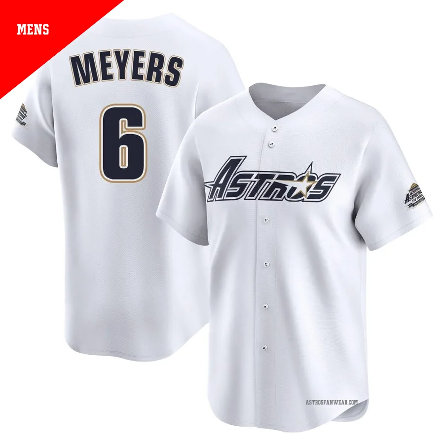 Houston Astros ＃6 Jake Meyers Men's White Limited Throwback Cooperstown Collection Jersey