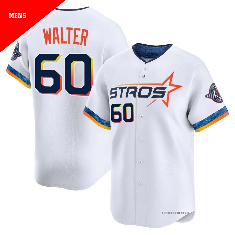 Houston Astros ＃60 Brandon Walter Men's White Limited 2025 City Connect Jersey