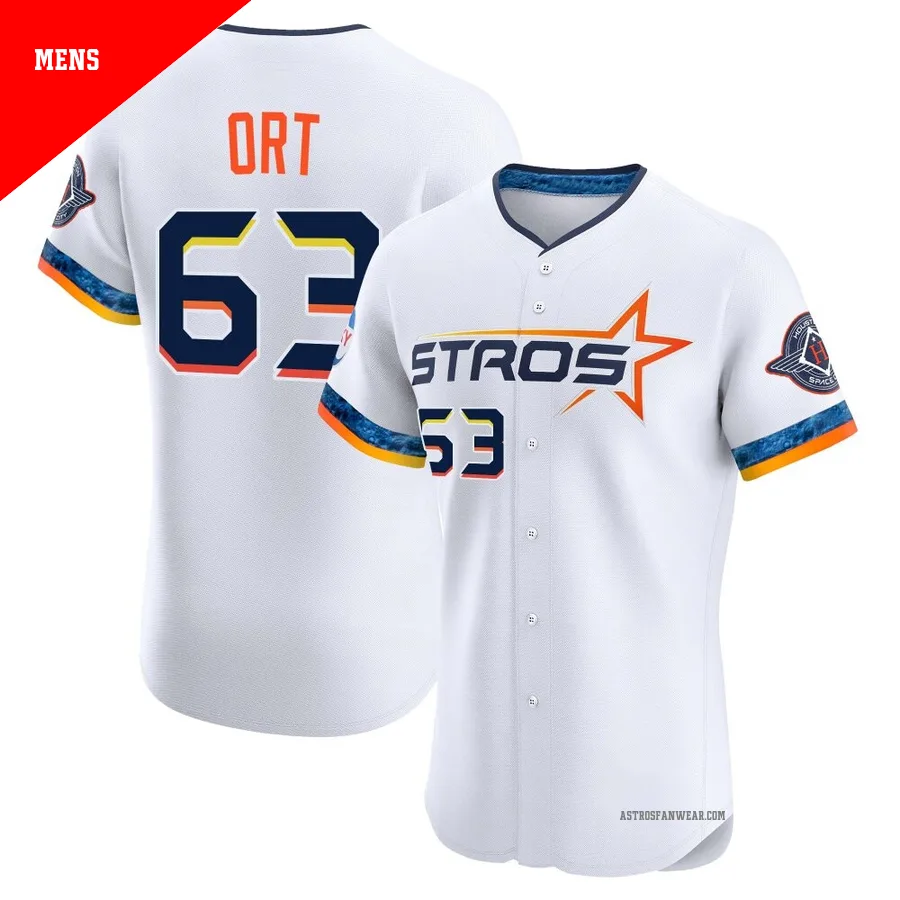 Houston Astros ＃63 Kaleb Ort Men's White Elite 2025 City Connect Jersey
