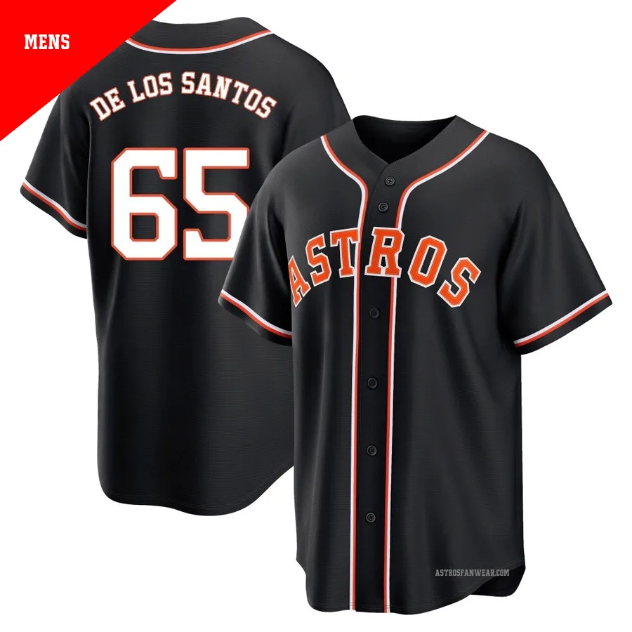 Houston Astros ＃65 Enyel De Los Santos Men's Black Replica Fashion Out Jersey