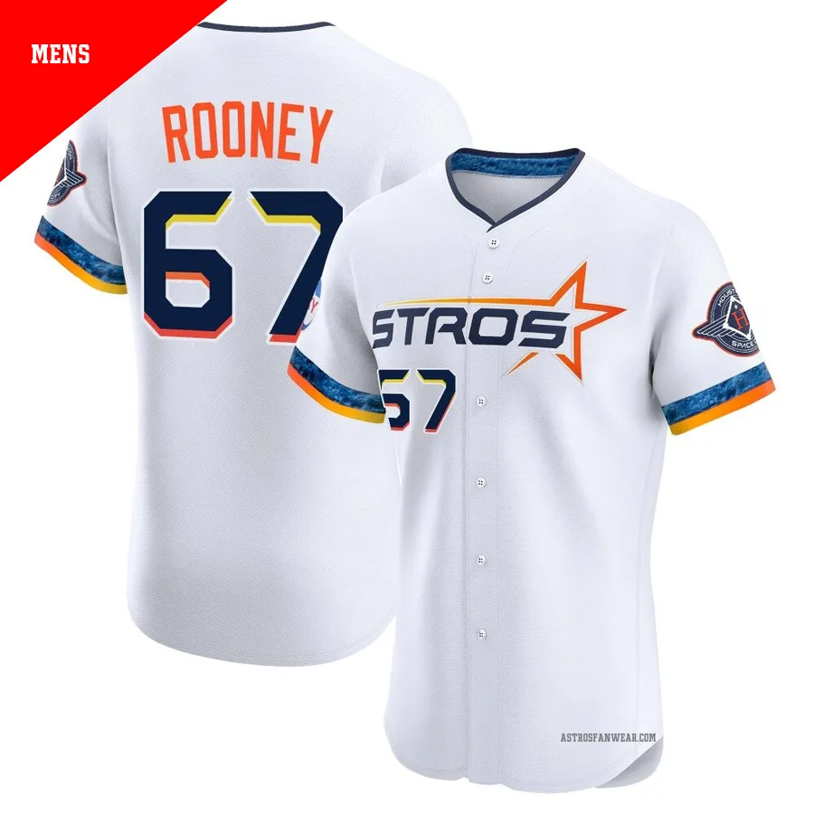 Houston Astros ＃67 John Rooney Men's White Elite 2025 City Connect Jersey