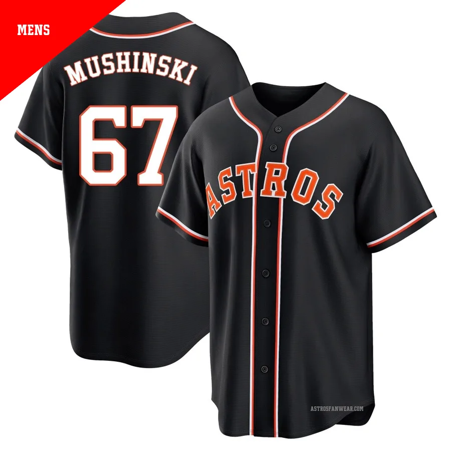 Houston Astros ＃67 Parker Mushinski Men's Black Replica Fashion Out Jersey