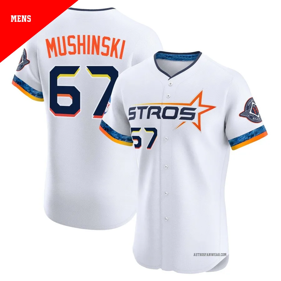 Houston Astros ＃67 Parker Mushinski Men's White Elite 2025 City Connect Jersey