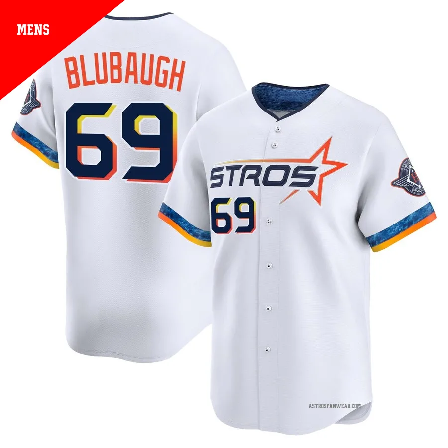 Houston Astros ＃69 AJ Blubaugh Men's White Limited 2025 City Connect Jersey