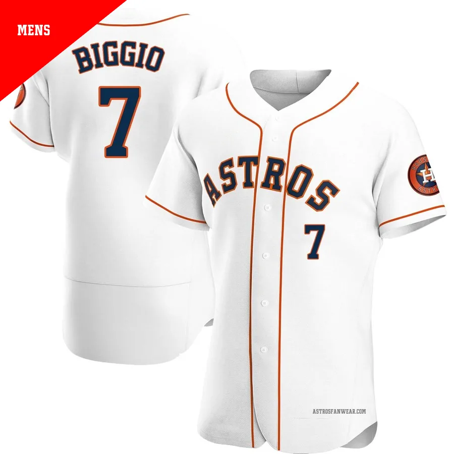 Houston Astros ＃7 Craig Biggio Men's White Authentic Home Jersey