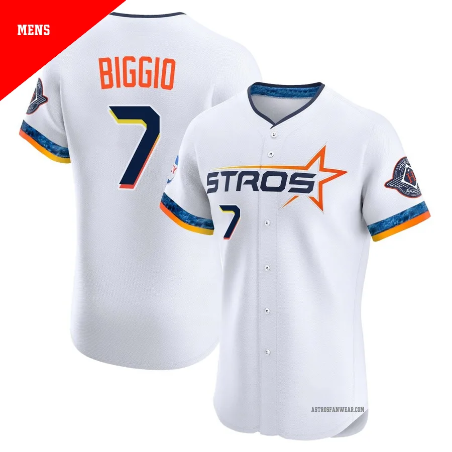 Houston Astros ＃7 Craig Biggio Men's White Elite 2025 City Connect Jersey