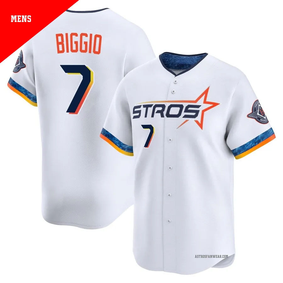 Houston Astros ＃7 Craig Biggio Men's White Limited 2025 City Connect Jersey