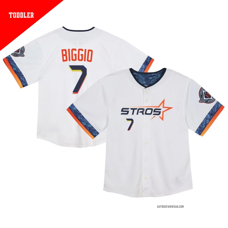 Houston Astros ＃7 Craig Biggio Men's White Limited Toddler 2025 City Connect Jersey