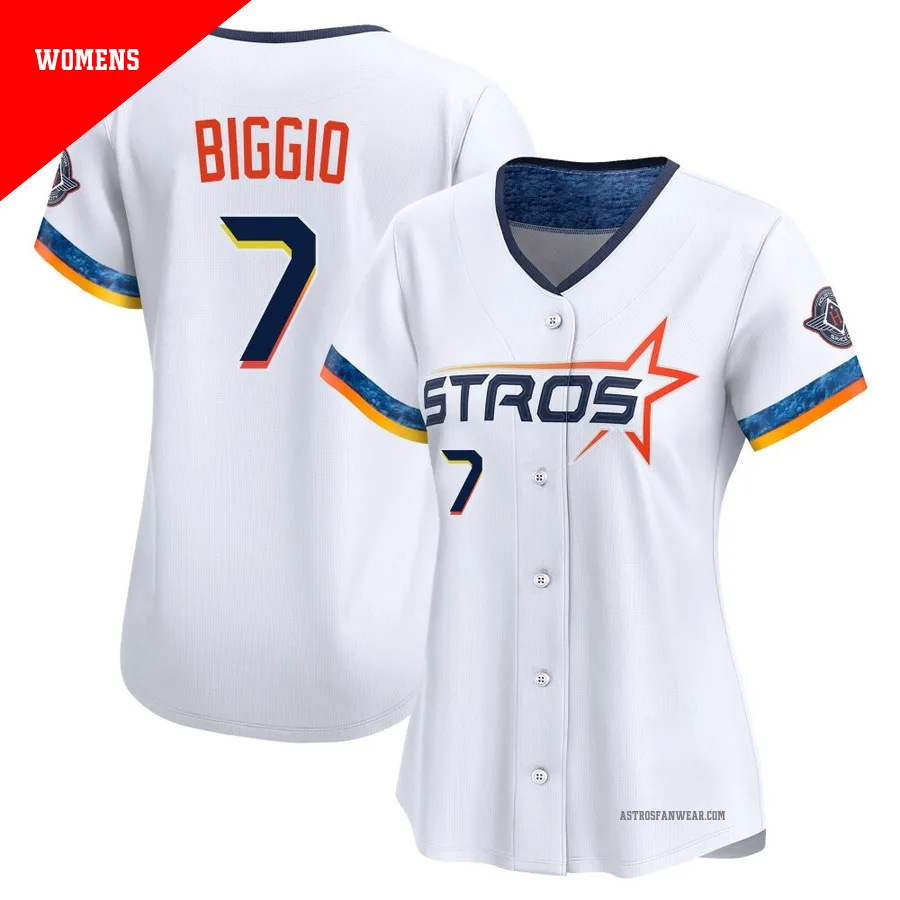 Houston Astros ＃7 Craig Biggio Women's White Limited 2025 City Connect Jersey