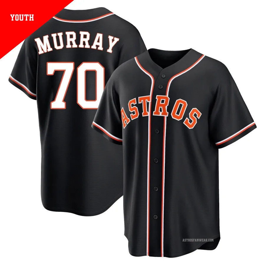 Houston Astros ＃70 Jayden Murray Youth Black Replica Fashion Out Jersey
