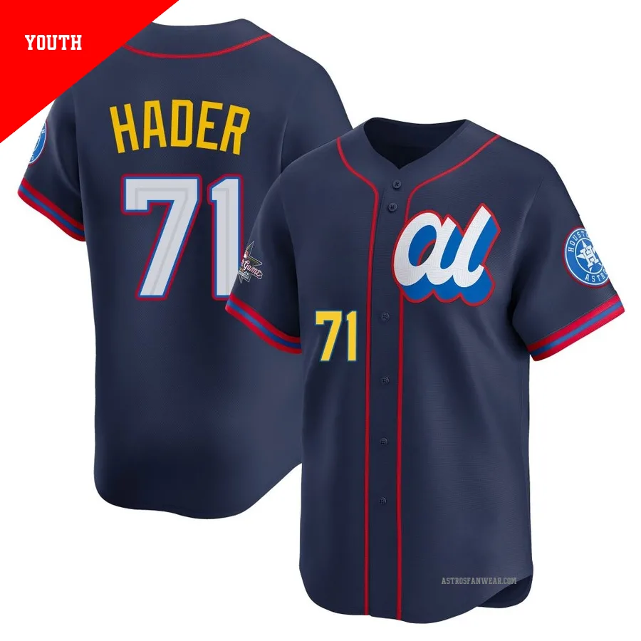 Houston Astros ＃71 Josh Hader Youth Navy Limited American League 2025 All-Star Edition Jersey