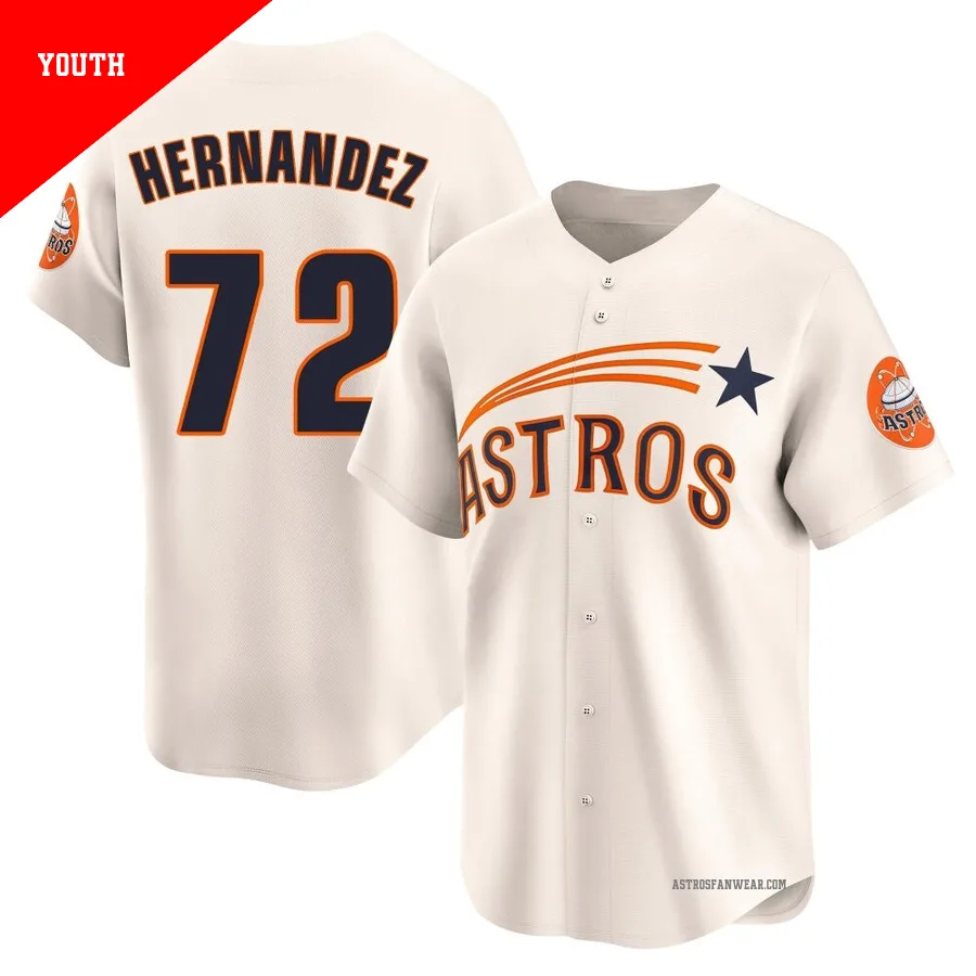 Houston Astros ＃72 Nick Hernandez Youth Cream Limited Throwback Cooperstown Collection Jersey