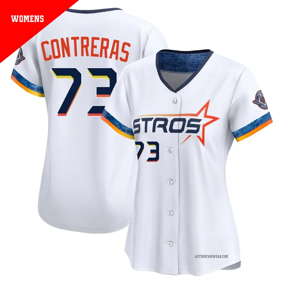 Houston Astros ＃73 Luis Contreras Women's White Limited 2025 City Connect Jersey
