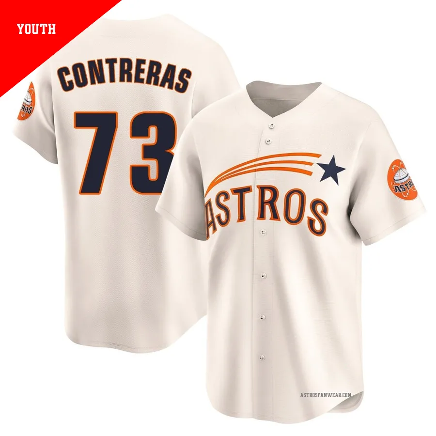 Houston Astros ＃73 Luis Contreras Youth Cream Limited Throwback Cooperstown Collection Jersey
