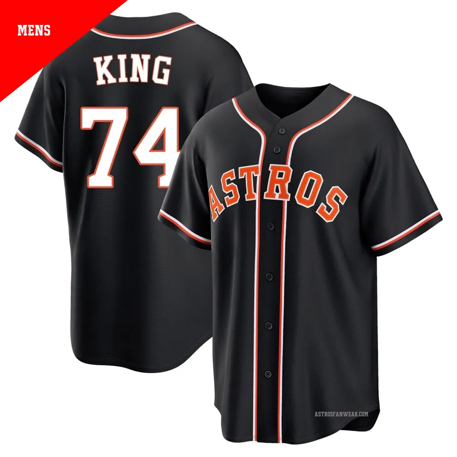 Houston Astros ＃74 Bryan King Men's Black Replica Fashion Out Jersey