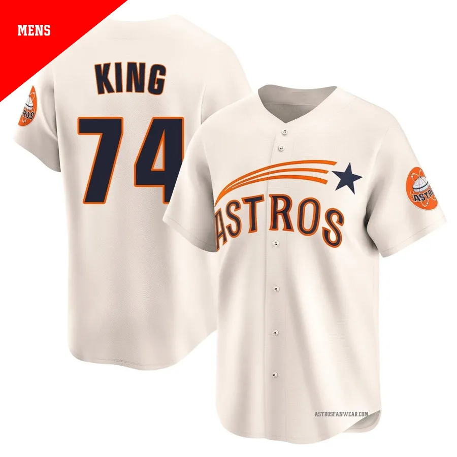 Houston Astros ＃74 Bryan King Men's Cream Limited Throwback Cooperstown Collection Jersey