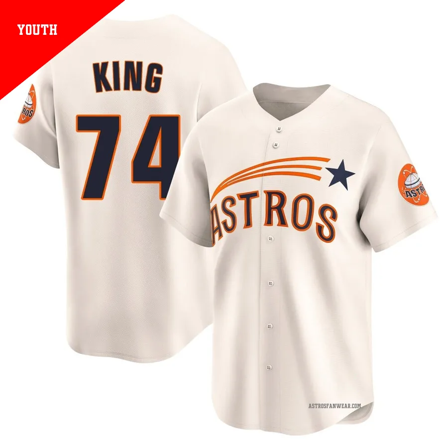 Houston Astros ＃74 Bryan King Youth Cream Limited Throwback Cooperstown Collection Jersey