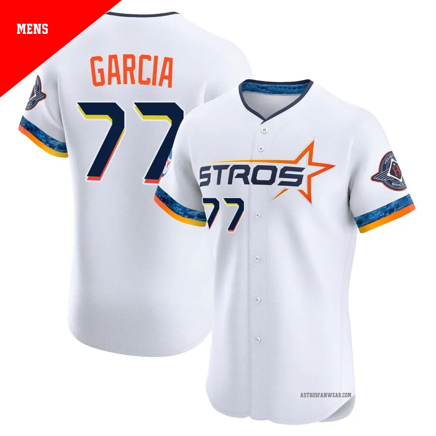Houston Astros ＃77 Luis Garcia Men's White Elite 2025 City Connect Jersey