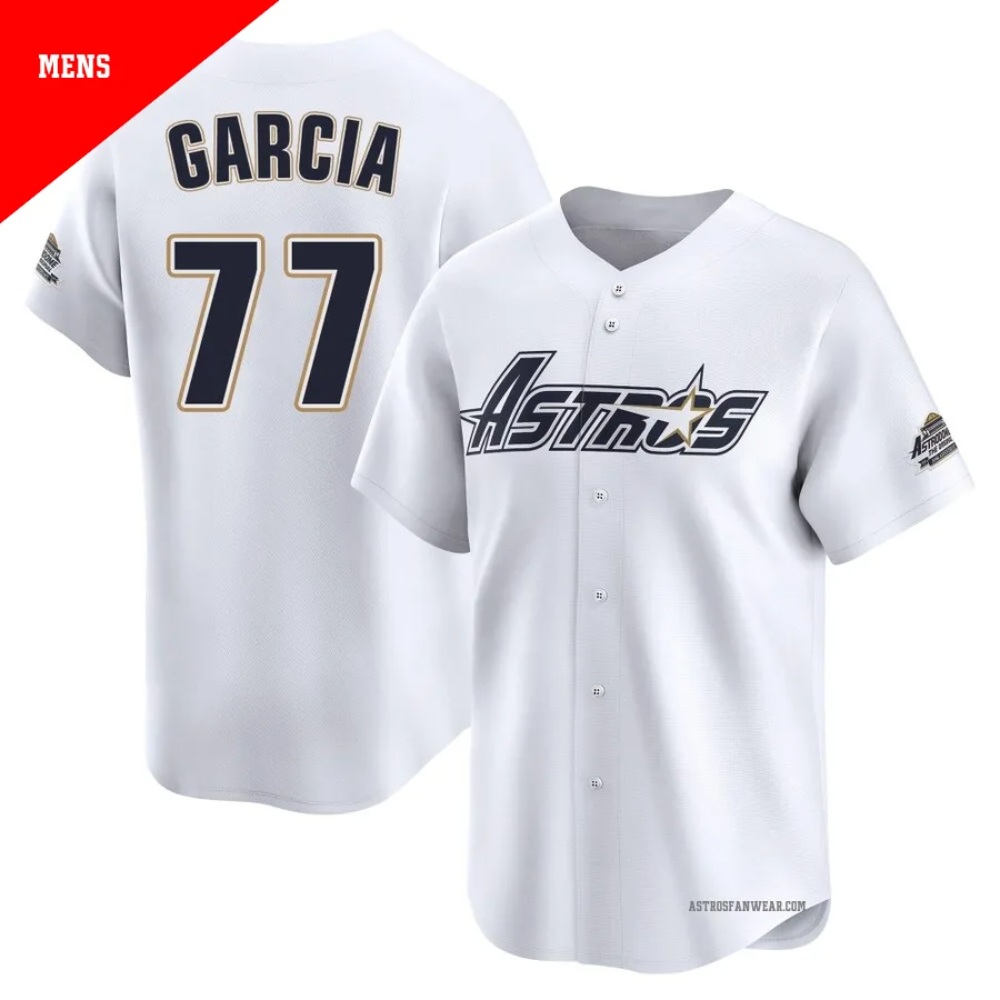 Houston Astros ＃77 Luis Garcia Men's White Limited Throwback Cooperstown Collection Jersey