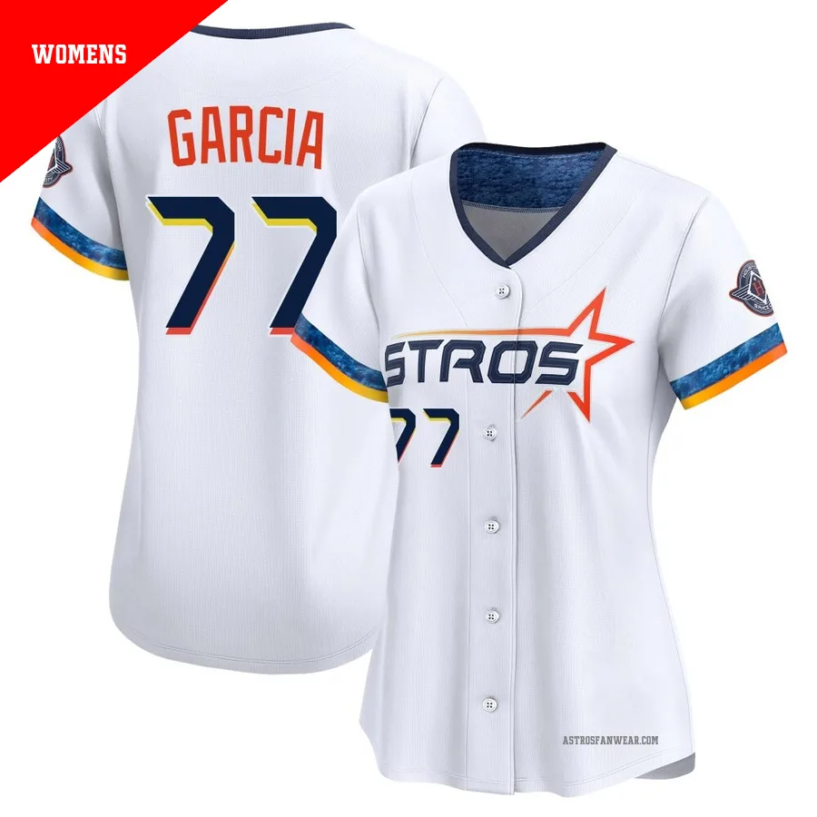 Houston Astros ＃77 Luis Garcia Women's White Limited 2025 City Connect Jersey