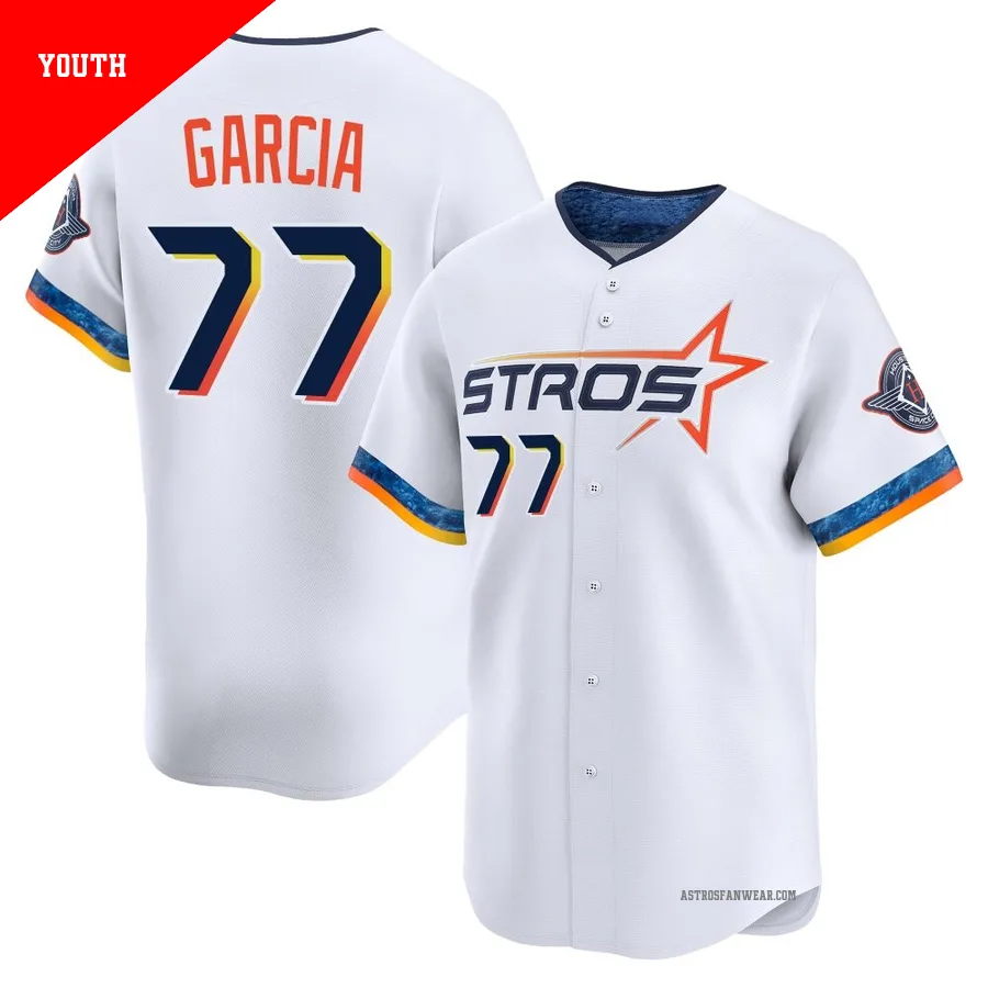 Houston Astros ＃77 Luis Garcia Youth White Limited 2025 City Connect Jersey