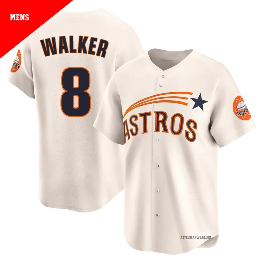 Houston Astros ＃8 Christian Walker Men's Cream Limited Throwback Cooperstown Collection Jersey
