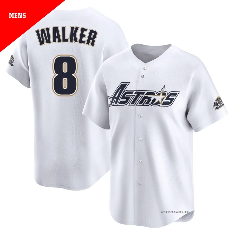 Houston Astros ＃8 Christian Walker Men's White Limited Throwback Cooperstown Collection Jersey