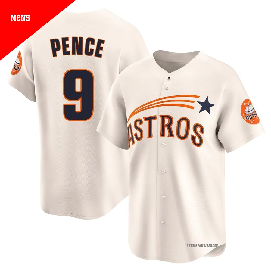 Houston Astros ＃9 Hunter Pence Men's Cream Limited Throwback Cooperstown Collection Jersey