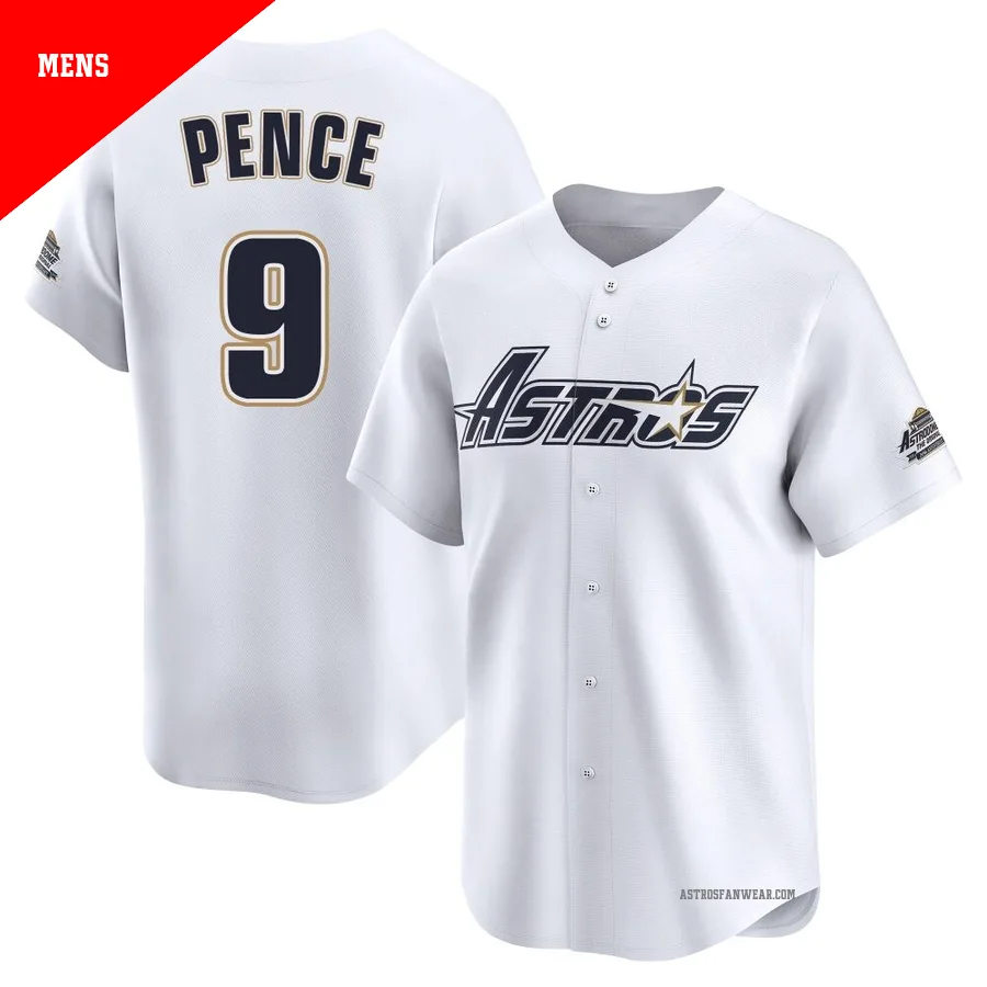 Houston Astros ＃9 Hunter Pence Men's White Limited Throwback Cooperstown Collection Jersey