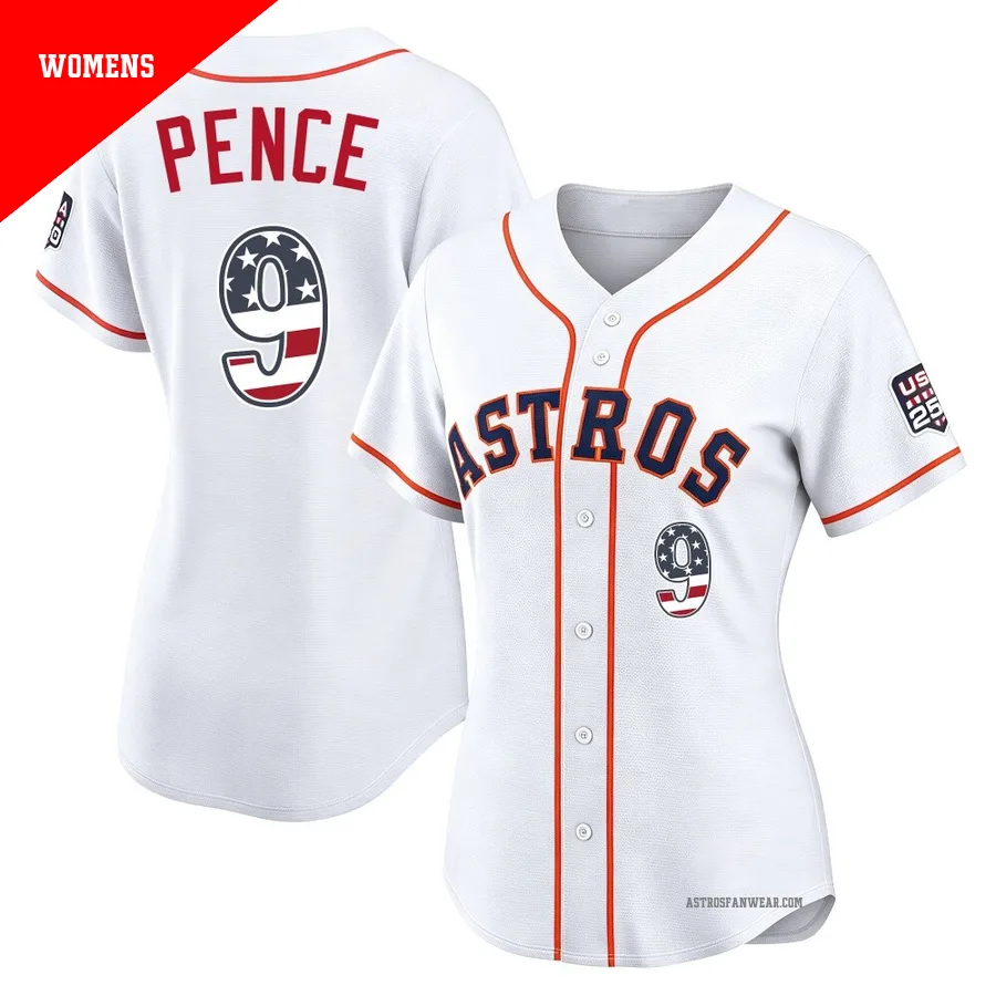 Houston Astros ＃9 Hunter Pence Women's White Limited USA 250 Fourth Of July Home Stadium Jersey